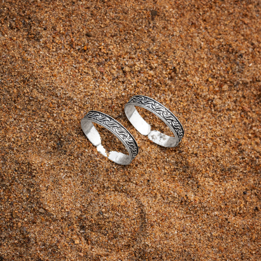 Stylish Sophistication: Striking Exotic Pair of 92.5 Silver Toe Rings - CTR 1007