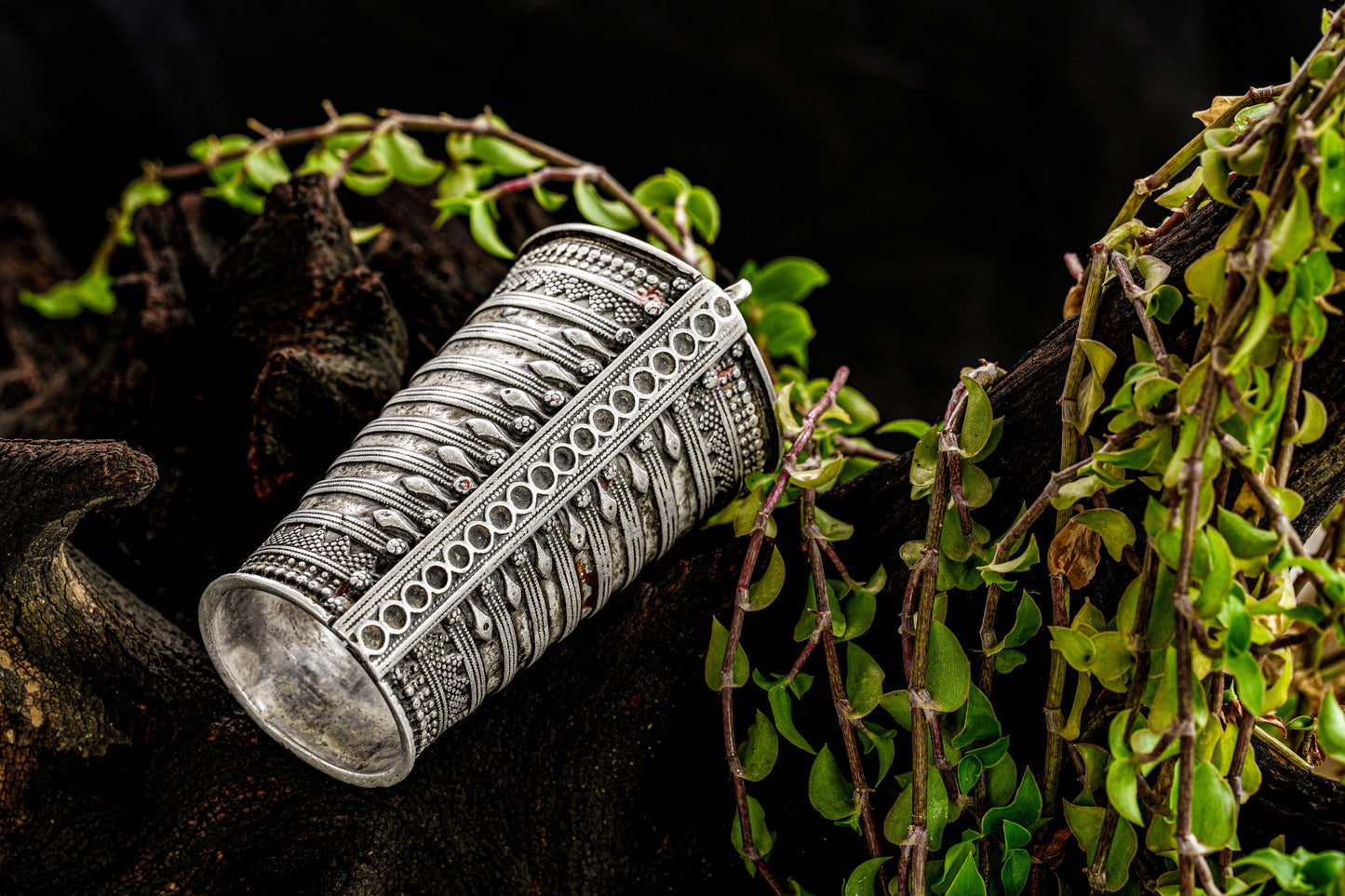 HERITAGE SPIRIT: Vintage Tribal Silver Bracelet for Timeless Elegance - CK VT 1003