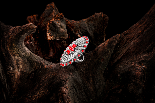 CIRCLE OF LOVE: Discover the Perfect Ring for Every Occasion (with small Red Stone detailing) -CR 1001